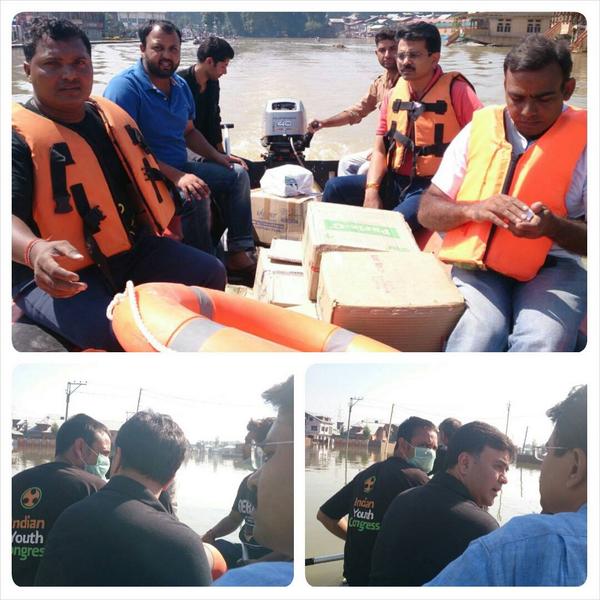 PYC_JandK's tweet photo. J&amp;K PYC with youth congress volunteers launched about one month relief &amp; rescue operation at Srinagar http://t.co/CigD0jUoNM