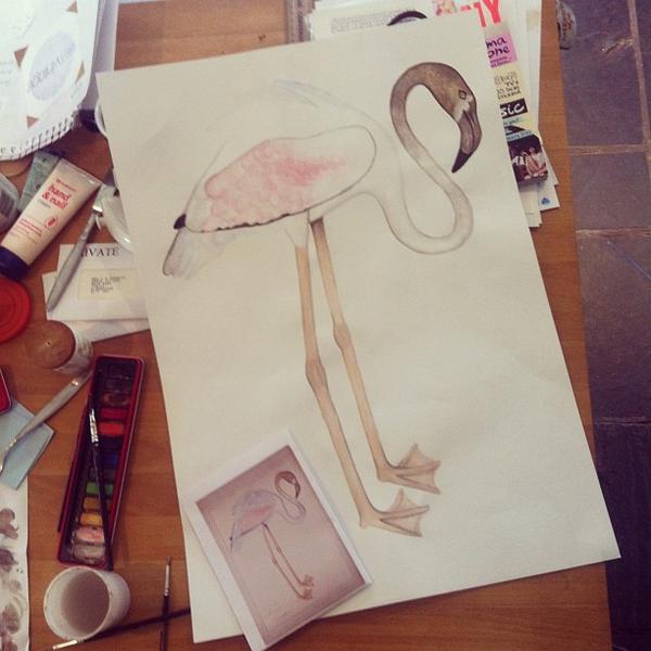 Just started working on ma flamingo! #schoolday