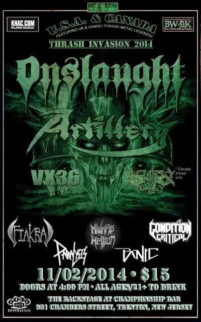 Next Show!!!! 11/02/2014 with Onslaught and Artillery..Champs in NJ!!!