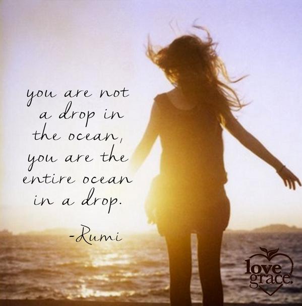 Lovegracejuice's tweet photo. You are not a drop in the ocean, you are the entire ocean in a drop. #Rumi #MondayMotivation http://t.co/CbHexJ9C0I