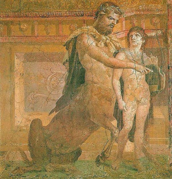Χείρων, ωνος, ὁ
—Cheiron, a Centaur, teacher of Achilles, father of art of medicine