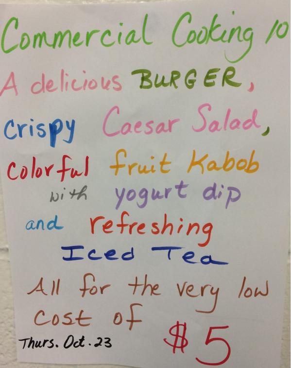 hanleyschool's tweet photo. Remember to return your commercial cooking order forms. Burgers and Caesar salad on Thursday, October 23rd. http://t.co/Pz7Lc1BEeW