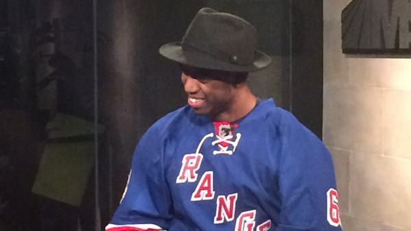 NYRangers's tweet photo. First career goal and first #NYR Broadway Hat for @aduclair10!!! http://t.co/Yx5YfPNPHU