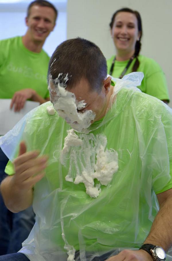 Worley_ECR's tweet photo. Here are more pics, @UnitedWayCgy! What fun to see managers get whipped cream in the face and donate $$$  #United4YYC http://t.co/PbhK4PlGlJ