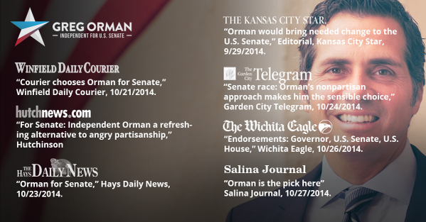 Greg's received endorsements from papers across KS, highlighting his commonsense approach to problem solving. #KSSen