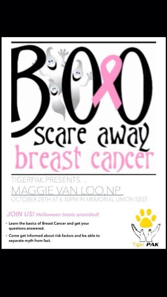 bigcedgoon's tweet photo. Don't forget about @MUTigerPak 's Scare Away Breast Cancer event. Come get informed, and make crafts for loved ones. http://t.co/FGXxdzY74D