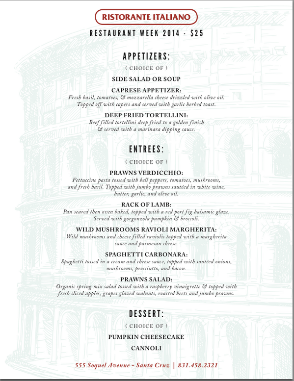 santacruzdining's tweet photo. #SCRW14 Restaurant Showcase: #RistoranteItaliano
More Information - http://t.co/sCB4dcznc9 http://t.co/c1QE0RQ55i