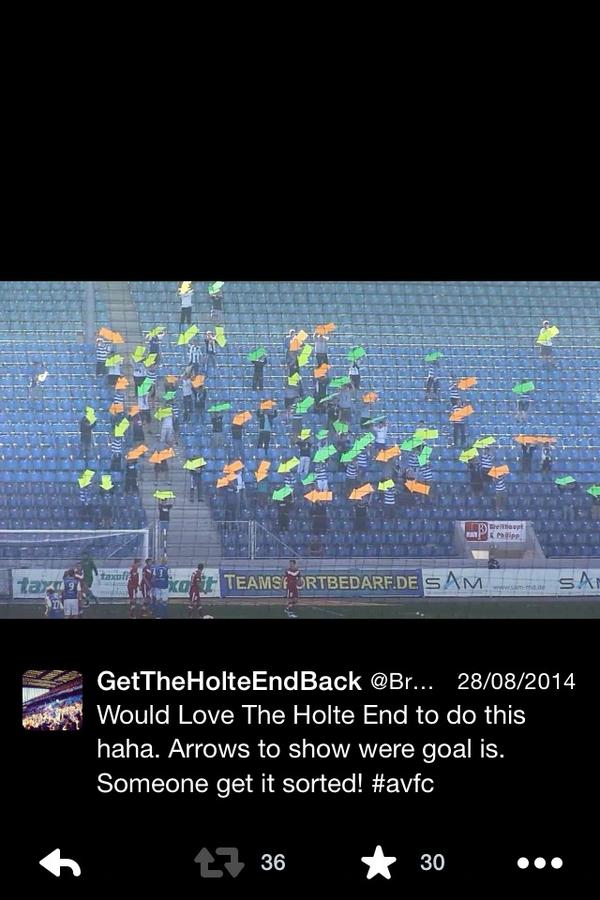 BruceRioch4's tweet photo. Been saying it since August!!!!!! Arrows behind the goal! #avfc @oldmansaid @HeartOfTheHolte http://t.co/R3BpjpSd67