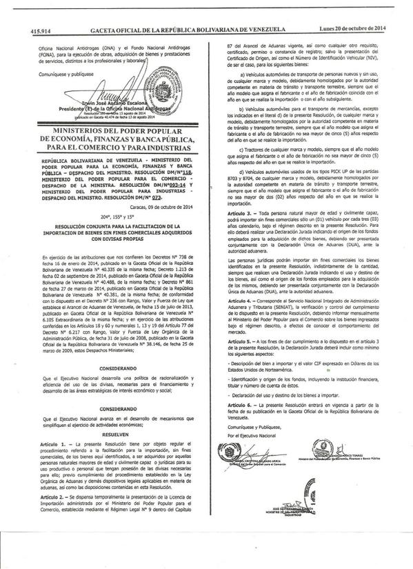 doubleacecargo's tweet photo. Venezuela Approves imports of vehicles http://t.co/buxAD2FZsU