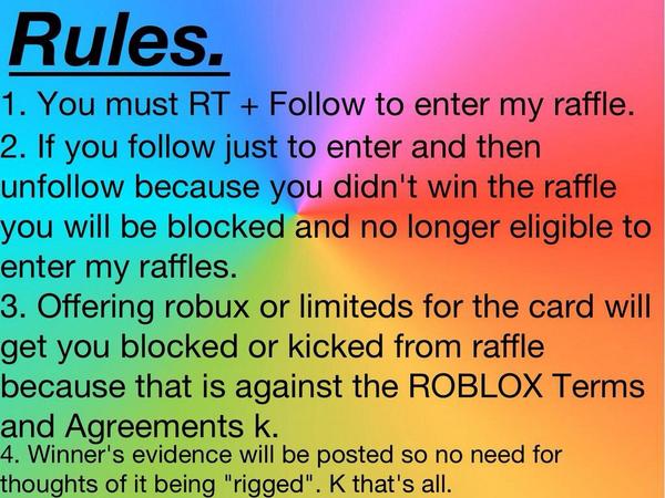 📸 Jon 🎬 on X: I am doing a raffle for a $10 Roblox Card RT+Follow to  enter the raffle!! There are some rules for my raffles tho :P   / X