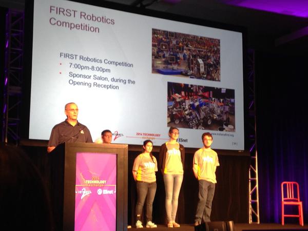 Internet2's tweet image. Come check out the robots in action tonight #TechEX14 #STEM #omgrobots
@IndianaFIRST @frc461