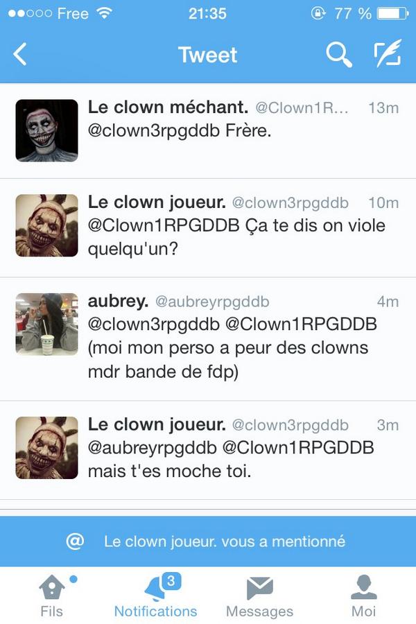 stupidrpg's tweet photo. même les clowns la respectent pas http://t.co/L5k0dR0sWZ
