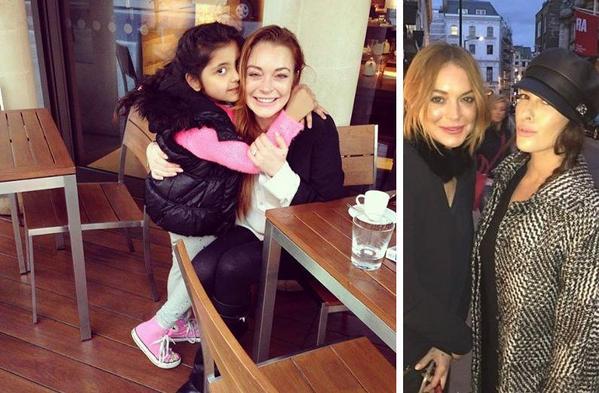 LohanItaly's tweet image. #LindsayLohan w/ fans this afternoon in London. xx