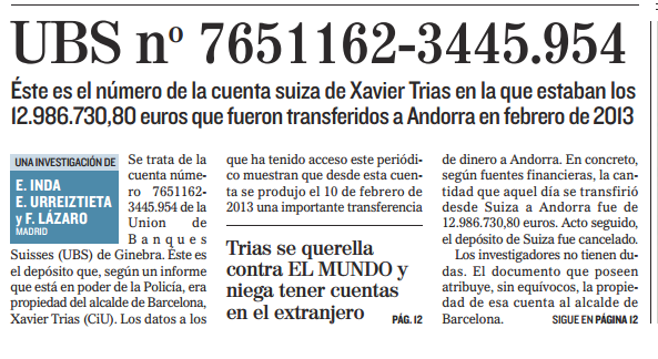 rsalaverria's tweet photo. ¿Puede un número de cuenta corriente funcionar como título periodístico?
Chapó a la idea en la portada de "El Mundo": http://t.co/uXwUWcgG3Y