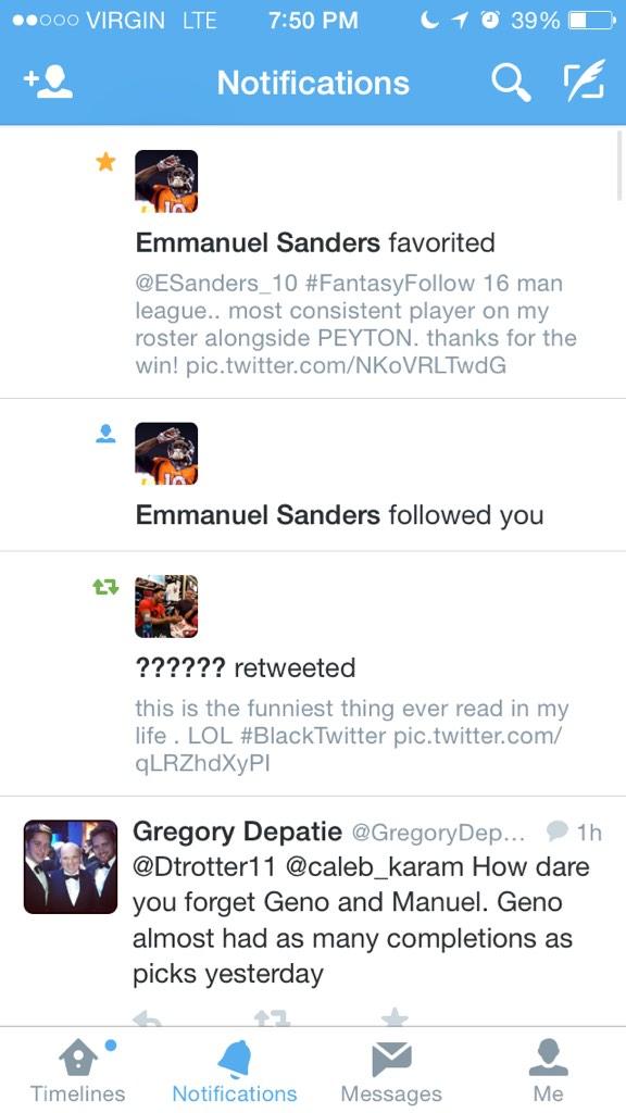 Dtrotter11's tweet image. Man of his words !! @ESanders_10 #SplashPlay can't wait for sunday! #BroncosNation