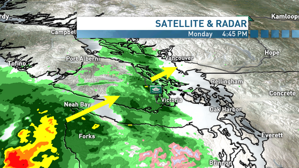 cbcnewsbc's tweet photo. MT @JWagstaffe: 1st round of showers for #Vancouver about to start. Heavier rain still few hrs away #bcstorm http://t.co/4MgXmZOWHZ
