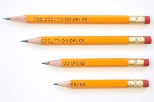 FunnyQuotees's tweet image. recalled pencils from a 90’s anti drug campaign