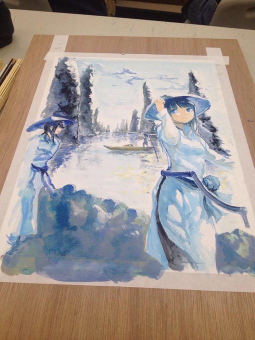 昨日の課題です、アクリルむずい 