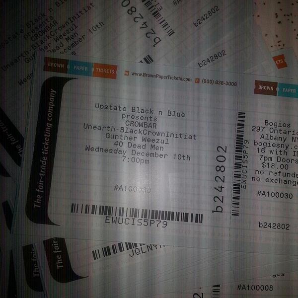 Who needs tickets! #crowbar #unearth #blackcrowninitiate #guntherweezul #40deadmen