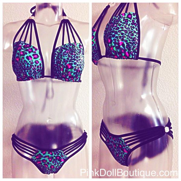 PinkDollSwim's tweet photo. It's always bikini season! Custom #bikini #strappybikini #leopardbikini #rhinestonebikini http://t.co/K9X4FRp9uR