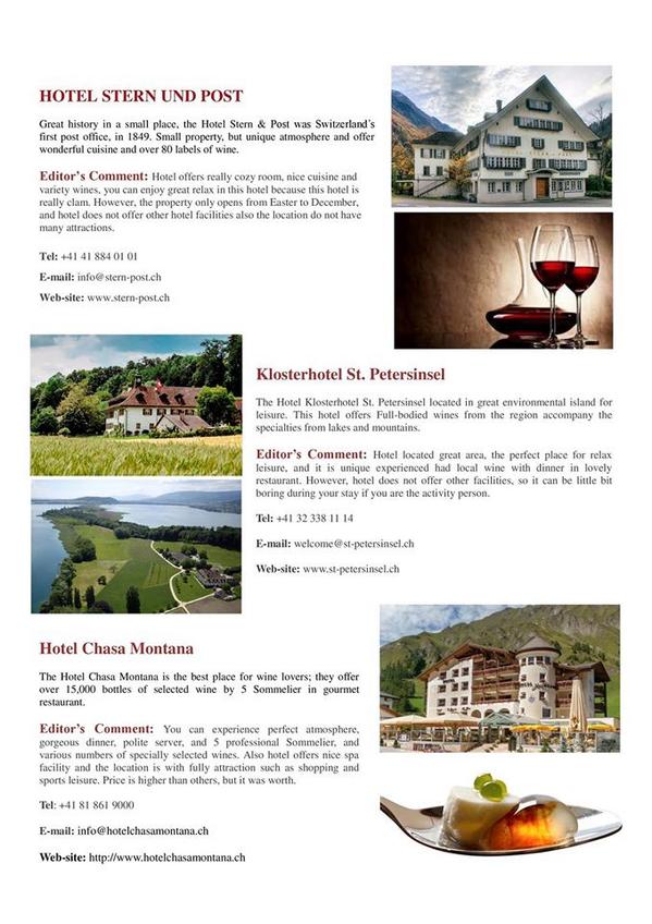 Wine magazine published about our hotel, they reccomended our Gourmet Restaurant of us!