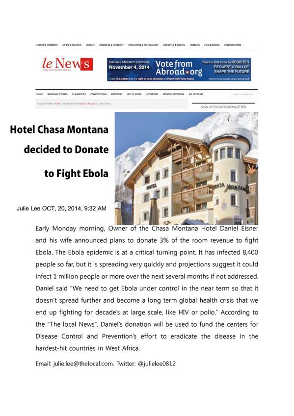 Donation Campaign of Hotel Chasa Montana published on the News web-site!
We wish our donation campaign helping people