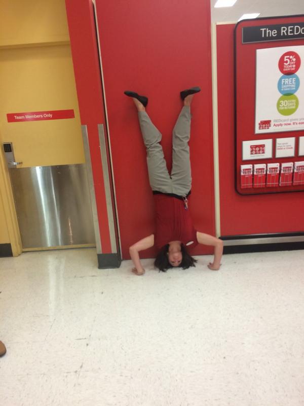 SegallKate's tweet photo. STL handstand push-ups for REDcards! #t767swag #d206rocks #d206 #target #friendlyin2 http://t.co/bcUX9pcmyZ