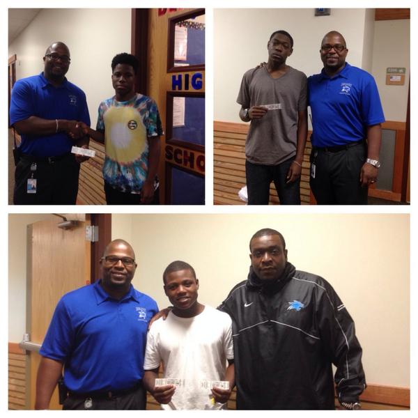 CledayDHSSpring's tweet photo. Academy principal, Mr. LeDay and DHS Head Coach, Mr. Williams reward on-task students with game tickets #4excellence http://t.co/35iow5zJ1g