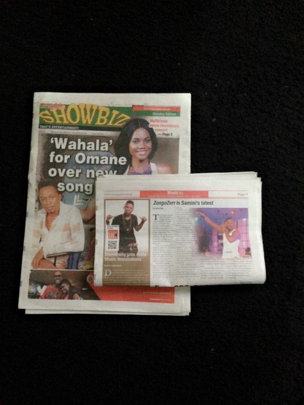 ElormBeenie's tweet photo. @Samini_Dagaati's new song #ZongoZerr featured in today's edition of @GraphicGH page 5 -- Issue N.o 937 cc: @TonyP http://t.co/9w3WOwFZro
