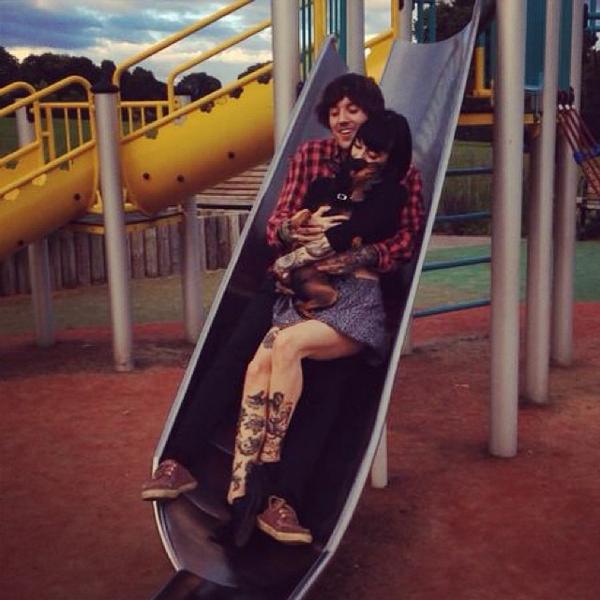 We had to go with Oscar on a playground. He's a hard dog :/