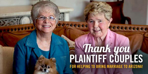 MarriageAZ's tweet photo. RT to thank the brave plaintiff couples who took on #Arizona's marriage ban—and won the freedom to marry! #lgbt http://t.co/QGJ5bEP67T