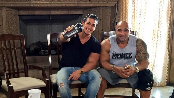 SadikHadzovic's tweet photo. Myself & @bigdjames ready for another day of filming as I sneak in my #SUPERTEIN shake by @gatsupplements http://t.co/jG4znNsJxP