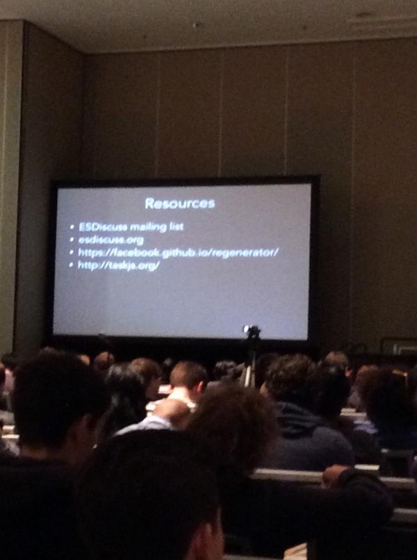 rosskukulinski's tweet image. Get involved with es7.  "It's coming sooner than you think". Great talk, thanks @jhusain #HTML5DevConf