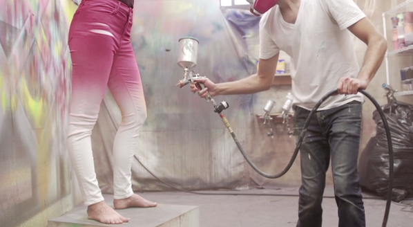 VogueRunway's tweet photo. This is pretty dope. Watch Rob Pruitt airbrush dégradé @JBrandJeans here: http://t.co/vGVJP02Z5U @BarneysNY http://t.co/kNzFOc7Hgs