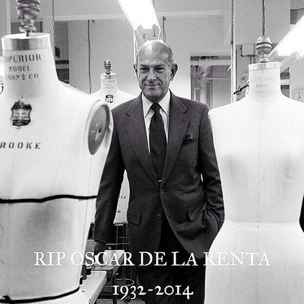 Now_Fashionista's tweet photo. RIP Oscar de la Renta. You were truly one of a kind, and one of my biggest inspirations. 😭🙏 http://t.co/PZiTCUexzk