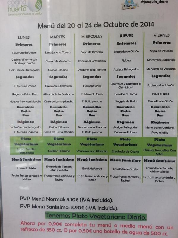 Joaquin_Sierra's tweet photo. Menu para esta semana en la cafetería de #EUITA. http://t.co/JiN61SzVFM