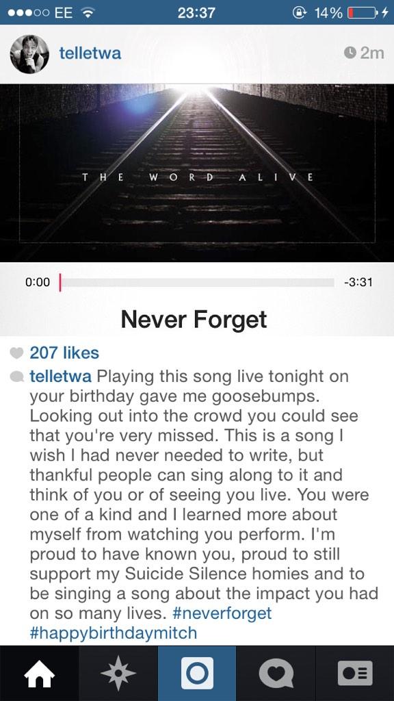 What just put on Instagram  happy birthday Mitch Lucker, RIP 