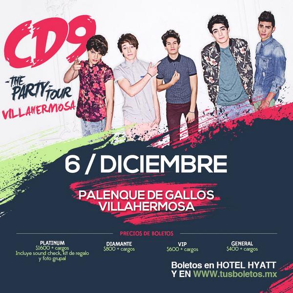 CD9's tweet image. #ThePartyTour llega a Villahermosa éste 06/12 al Palenque de Gallos @TusBoletosMX. Boletos ➡️ bit.ly/CD9Villa
