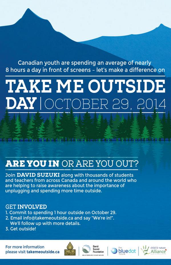 Please help raise awareness for getting students outside on #TakeMeOutsideDay Oct 29. Info at takemeoutside.ca/tmo-day