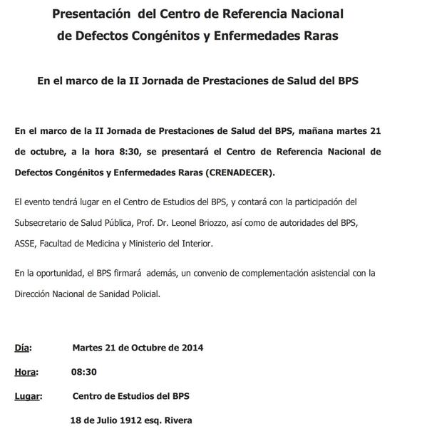 diariolaruy's tweet image. 21/10 hora 08:30 #MSP presenta #Centro de Referencia Nacional de Defectos #Congénitos y #EnfermedadesRaras