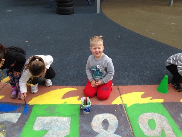 PeterKocmar's tweet photo. A #genbetter morning painting at Oli's school. School looks brighter and cleaner. Let the imagination start http://t.co/A2bS3BwYwo