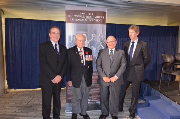 Joined by Major Gen. Rohmer, <a href="/CouncillorLeon/">Peter Leon</a> &amp; R.H. Thomson at the launch for The World Remembers. @theworldremem