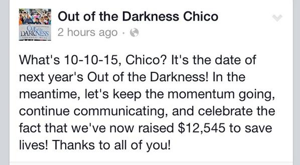 AFSP_Chico's tweet image. 10-10-2015