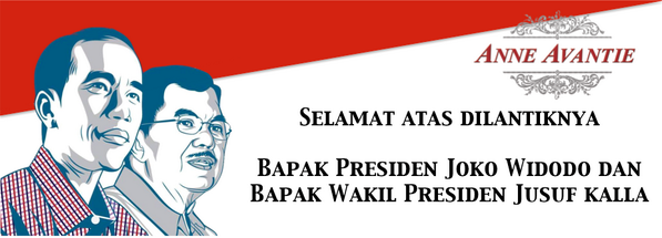 Anne Avantie mengucapkan Selamat atas dilantiknya Presiden Jokowi dan Wakil Presiden Jusuf Kalla untuk Indonesia.