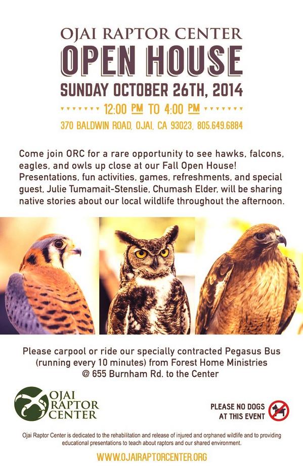 TRBanning's tweet photo. @TomAndSandy805 
Have at great day Saturday 
Remember us on Sunday 
Ojai Raptor Center Openhouse http://t.co/c0ABwF7p6W