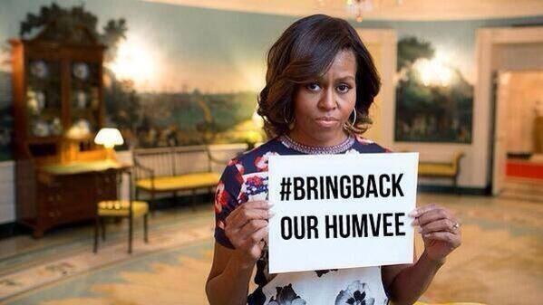 manolo_loop's tweet photo. Michelle Obama prova la linea del dialogo.
#BringBackOurHumvee

#ISIL #USA #Humvee
via @ABrnstein http://t.co/megEFBBDuV