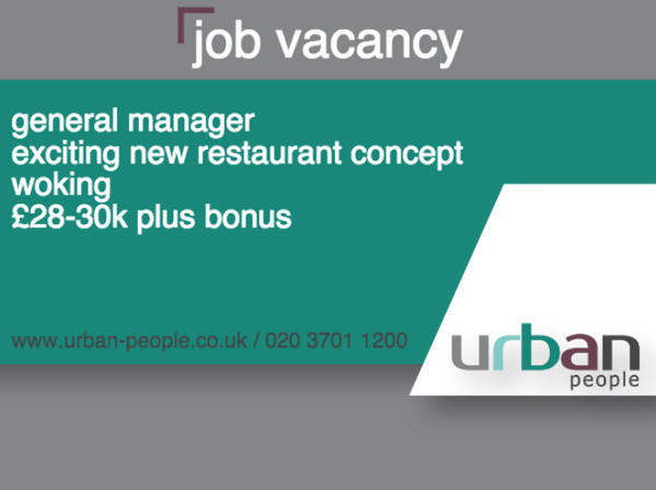 #restaurantjobs #hospitalitymanagers #generalmanagers #woking #hospitalityjobs urban-people.co.uk