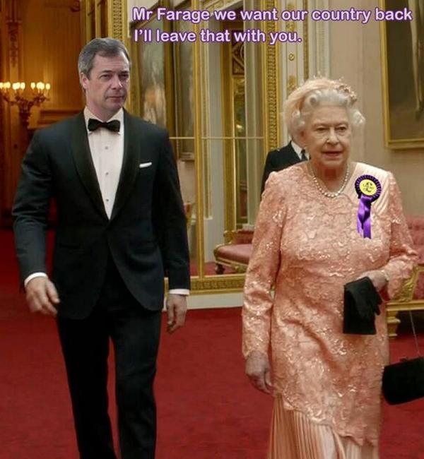 EUscepticInUSA's tweet image. Who is that with Queen Elizabeth?
#JohnnyEnglish…No
#JamesBond…No
#IronMan of the EU exit…Yes
#UKIP #VoteUKIP #Brexit