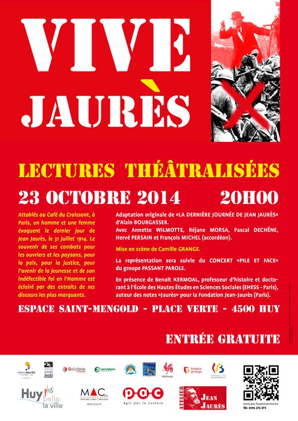 PACHuyWaremme's tweet image. VIVE JAURÈS - Lectures théâtralisées - 23 octobre 2014, 20h00 - Espace Saint-Mengold - Huy @Jaures2014