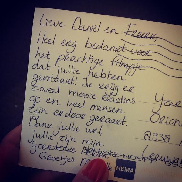 Toffe kaart gekregen. Ik (<a href="/manuelame/">Maike Klip</a>) ben niet de enige die trots is op de mannen!